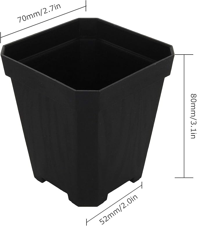 60pcs Plastic Square Nursery Pot (Black) Thick Plastic Square Flower Planting Pots with Drainage Hole for Seed Germination, Seed Starting Pots, Modern Decorative Flower Pot