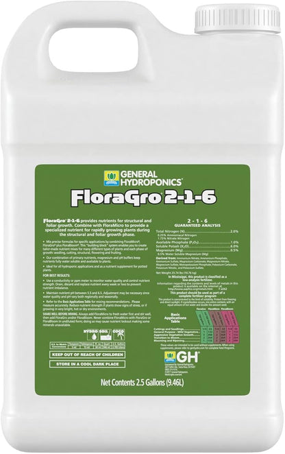 General Hydroponics FloraGro, 2.5-Gallon