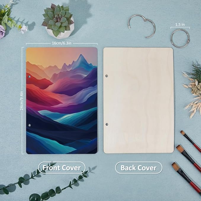 SUPERDANT Mountain Greeting Card Holder Organizer Wooden Card Keeper Binder Planning Book Birthday Cards Keeper Colorful Photo Album 2-Rings Cover Wedding Birthday Planner Journal Keepsake Book Gift