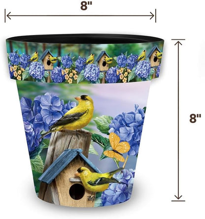 Briarwood Lane Goldfinches and Hydrangea Small Planter