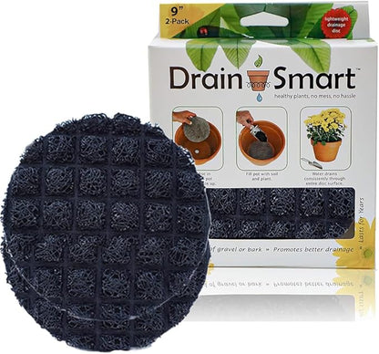 3D Mesh Planter Pot Drainage Insert Disc – Made in USA – Keeps Soil in, Lets Water Drain Out – Cleaner, Lighter Alternative to Gravel for Indoor & Outdoor Planters (9" – 2 Pack)