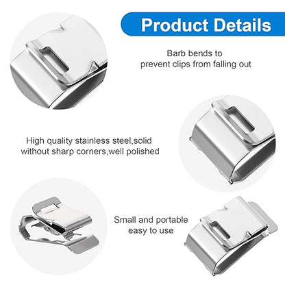 150 Pcs Stainless Steel Cable Clips, Metal Trailer Wire Clip for Electrical Cord Management, Wire Clips for Cords, Metal Cable Clamps Solar Panel PV Wiring Boat Trailer Applications (1 x 0.5 Inch)