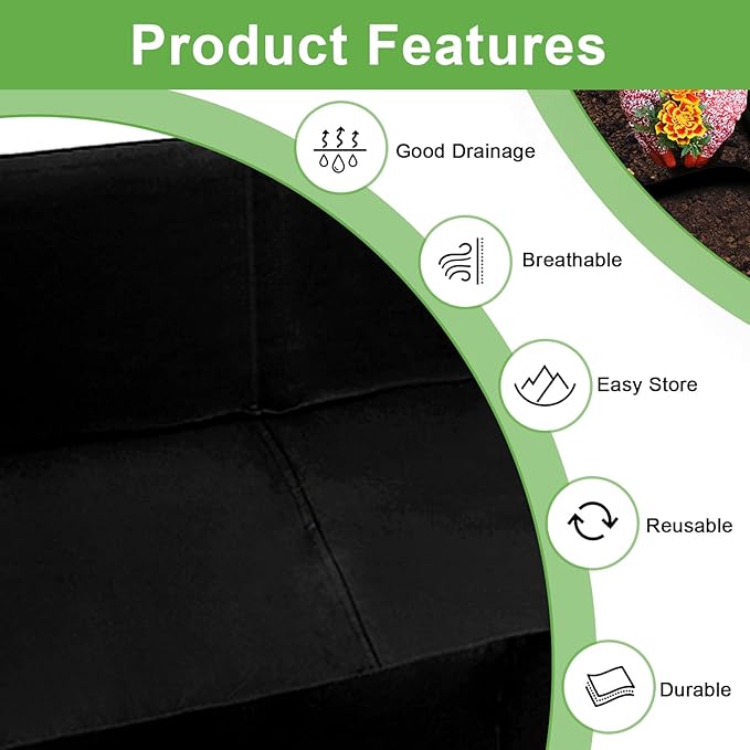 Fabric Raised Garden Bed, 6x3x1Ft 128Gallon Grow Bags, Rectangle Fabric Garden Bed for Growing Vegetables Potatoes Flowers Planting Container for Outdoor Gardenin (1Grid, 71 * 35 * 16in)