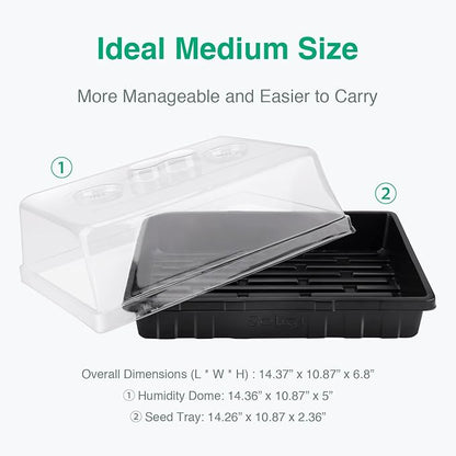 [Thick Plastic] 5-Set Strong Seed Starter Trays with 5" Humidity Domes for Seed Starting, Germination, Seedling Propagation & Plant Growing, Holds 240 Cells in Total