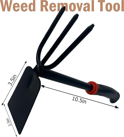 Hoe and Cultivator Garden Rake, Hoe & Sturdy 3 Claw Tiller, 2-in-1 Gardening Hand Tools for Digging