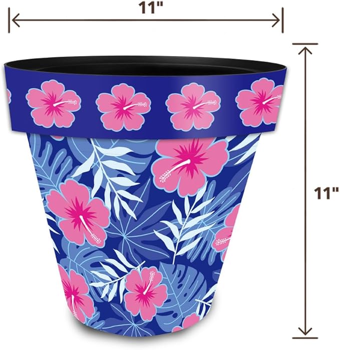 Briarwood Lane Pink and Blue Tropical Medium Planter