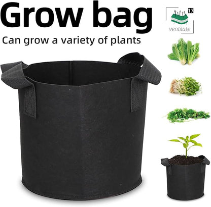 Grow Bags,Growing Pot Bags Garden Grow Bag Indoor Outdoor Fabric Aeration Plant Pot Container Flower Vegetable Pouch (Black,17Gallon)