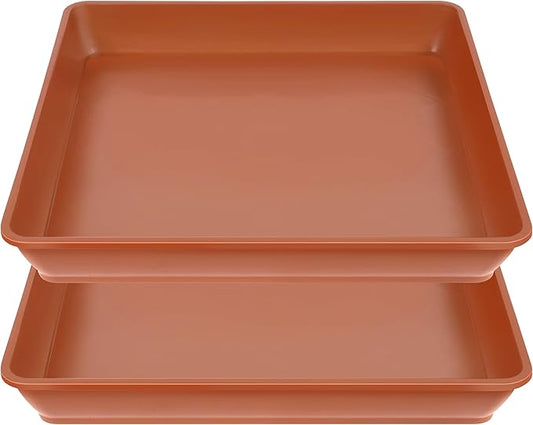 2 Pack Square Plant Saucer 16 Inch, Large Deep Plant Trays for Pots, Duty Plastic Plant Saucer, Heavy Duty Plant Pot Saucers, Planters for Indoors and Outdoors Plants.