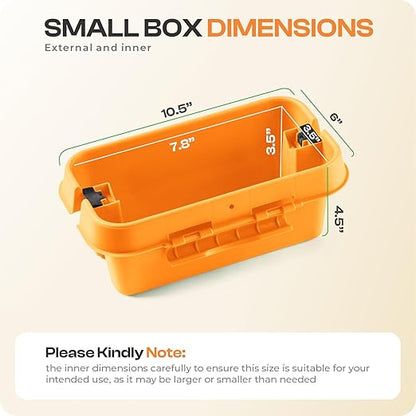 SockitBox – The Original Weatherproof Connection Box – Indoor & Outdoor Electrical Power Cord Enclosure for Timers, Extension Cables, Transformers, Power Strips, Lights, Tools & More – Small – Orange