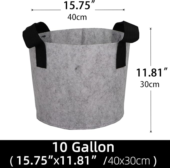 Grow Bags,Growing Pot Bags Garden Grow Bag Indoor Outdoor Fabric Aeration Plant Pot Container Flower Vegetable Pouch (Light Gray,10Gallon)
