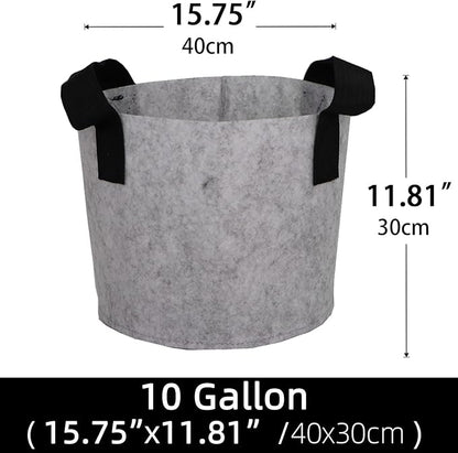 Grow Bags,Growing Pot Bags Garden Grow Bag Indoor Outdoor Fabric Aeration Plant Pot Container Flower Vegetable Pouch (Light Gray,10Gallon)