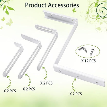 Planter Box Brackets, Adjustable Flower Box Brackets for Deck Railing, 2 Pack No Drill Window Box Bracket for Outdoor Planters-White