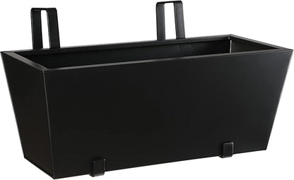 BIRDROCK HOME 1pk Metal Railing Planter - Balcony Flower Box - Deck Rail Boxes - House Apartment Plant Pot - Black