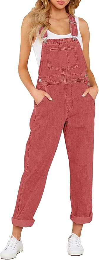 Vetinee Womens Classic Adjustable Straps Pockets Denim Bib Overalls Jeans Pants