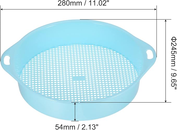 MECCANIXITY Garden Sifting Pan, Round Potting Sieve Plastic Mesh Filter Soil Screen Gardening Tool for Garden Yard, Blue