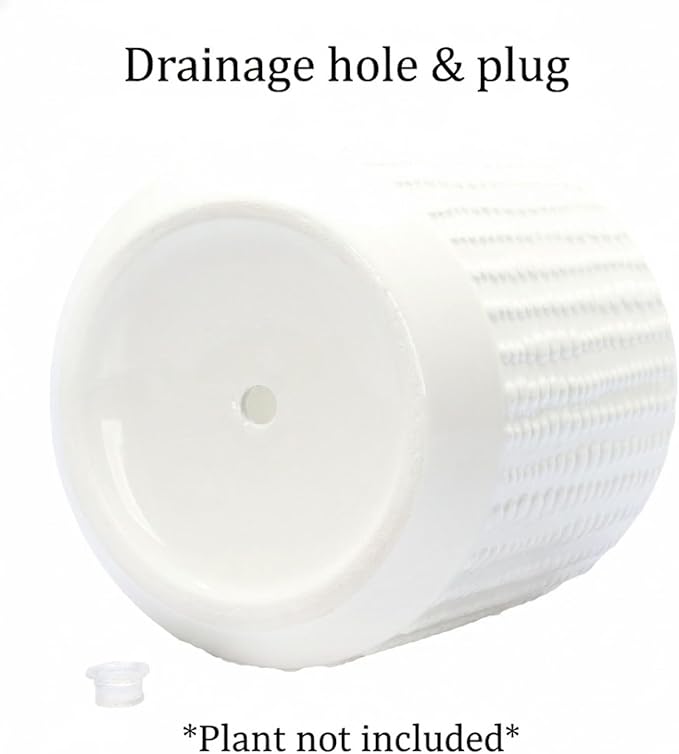 Arktiva Ceramic Planter Pot with Drainage Hole, 5 Inch Dia, Indoor and Outdoor, Home Patio Garden, Plants Flower Succulent, Textured Round (White)