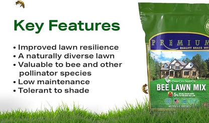 Twin City Seed Co. Bee Lawn Mix, Grass & Flower Mixture, 25 lb Bag