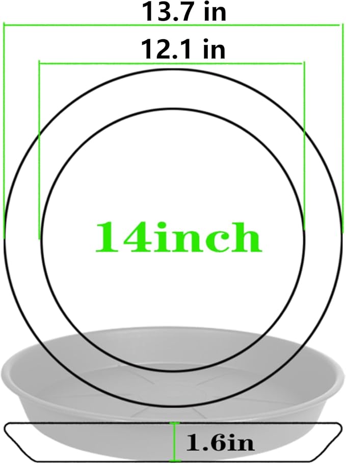 3 Pack of Plant Saucer Tray 14 inch, Heavy Duty Plastic Pot Plant Drip Trays Saucers for Indoors Outdoor, Plant Water Tray for Planters 13 14" (14", Black)