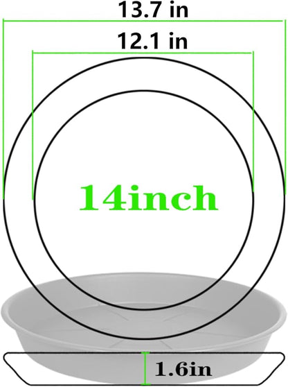2 Pack of Plant Saucer Tray 14 inch, Heavy Duty Plastic Pot Plant Drip Trays Saucers for Indoors Outdoor, Plant Water Tray for Planters 13 14" (14", Black)