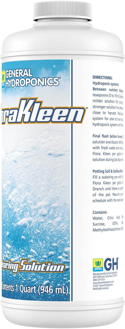 General Hydroponics FloraKleen QT - Mineral Salt Clearing Solution, 1/4 Gallon