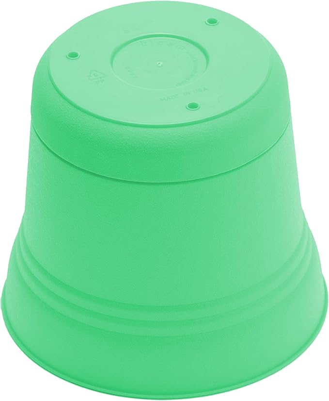 Bloem Saturn 12" Mint Green Round Resin Planter Pot with Snap-in Saucer for Indoor and Outdoor Gardening