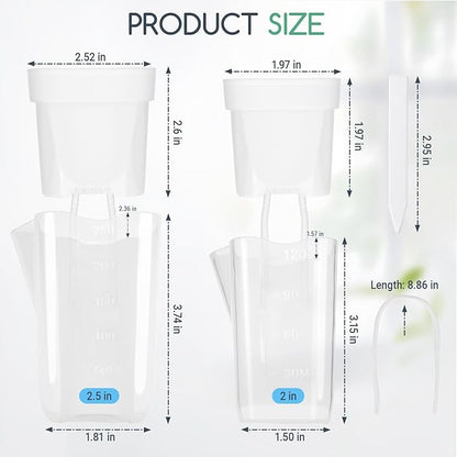 12 Pack 2" Small Self-Watering Planter Pots - Mini Clear Seed Starter Pots with Visible Water Level, Plastic Nursery Pots for Succulents, Herbs, and Propagation - Includes 12 Plant Labels