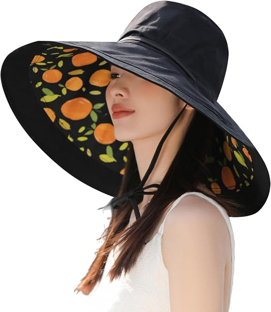 Wide Brim Women Sun Hat Summer Beach Bucket Fishing Hats Metal Wired Edge Packable UV Protection for Hiking Garden Travel