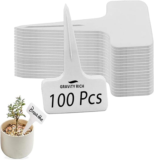 100 Pcs Plant Labels - White Plastic Garden Plant Tags (10cm)