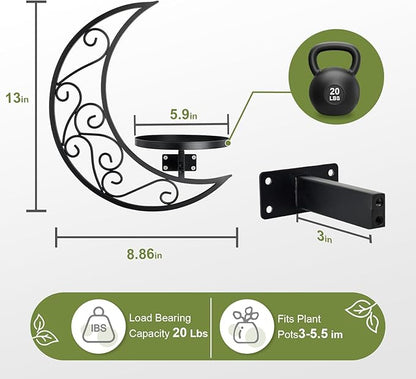 Wall Planters for Indoor Plants Plant Holder Moon Shape Metal Hanging Planters Window Plants Stand Hanger Shelf Flower Display Rack for Living Room Ornament Decor