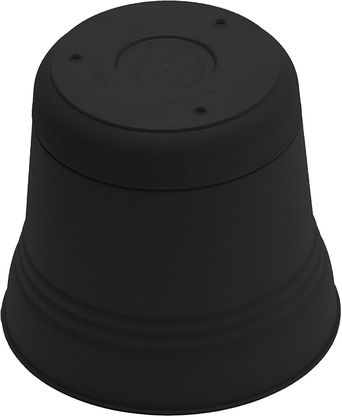 Bloem Saturn 7" Black Round Resin Planter Pot with Snap-in Saucer for Indoor and Outdoor Gardening