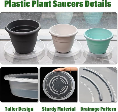 5 Pack Plant Saucer 10 Inch Clear Plant Trays for Pots Thickened Transparent Plant Saucer Tray Indoor and Outdoor Pot Saucer