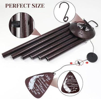 Memorial Wind Chimes for Loss of Loved One – Sympathy Wind Chime with Saying “with Each Gentle Breeze” – Remembrance Bereavement Gift for Garden, Patio, or Outdoor Decor