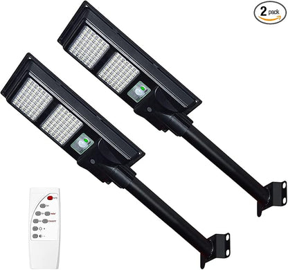 10000LM Solar Street Lights Outdoor Waterproof, 6000K Solar Flood Lights with Motion Sensor and Remote Control for Garden, Yard, Garage, Backyard (2 Pack)