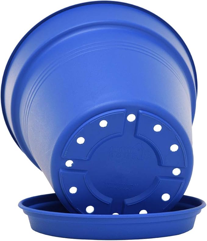 Mintra Home Garden Pots 4pk - Flowers, Herbs, Plants, Indoor, Outdoor, Colorful, Wholesale, Bulk (Blue, 13cm Diameter (5in))