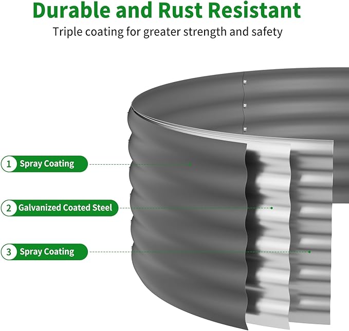DDK Galvanized Raised Garden Bed, Round Outdoor Planter Bed, 4x4x1.5ft Metal Planter Box for Gardening and Planting,2Pack,DG