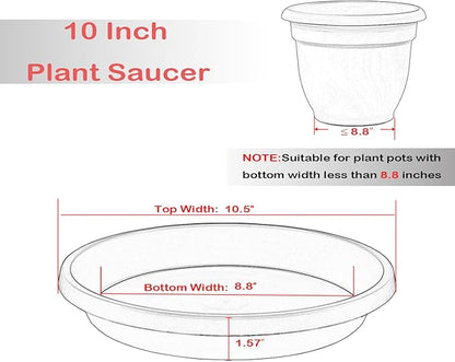 Plastic Plant Saucers 10 Inch Round Pack of 2 Thick Reusable Drip Trays for Indoor Outdoor Plants