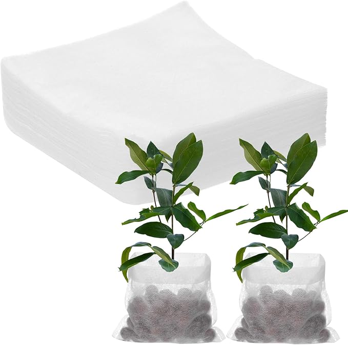 100-Pack Nursery Growing Bags, 4.3" x 4.3" Non-Woven Plant Nursery Bags, Fabric Seeding Pots Pouch for Seed Starting/Soil Transplant/Home Garden Supply [White]
