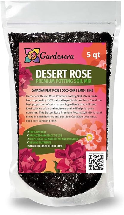 Gardenera Desert Rose Potting Soil - Support The Resilience and Growth of Your Adeniums - 5 QUARTS
