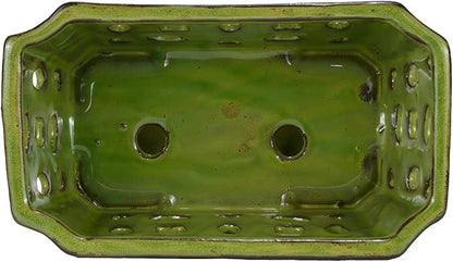 W&W Orchid Pot with Holes and Saucer for Repotting, YellowGreen, 9.7 Inch