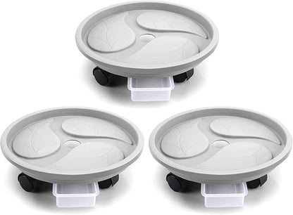 Looca Plant Caddy with Wheels and Drainage Tray, 13”Rolling Plant Stand Flower Pot Mover, Planter Caddies Round Plant Dolly for Heavy Duty Planter, 3 Pack, Bearing 120 lbs (Grey)