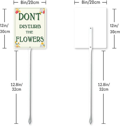 Garden Sign With Stake Don't Disturb The Flowers Aluminium Sign 8X12 Inch Wildflower Sign Decorative Flower Sign Outdoor Garden Signs Yard Grass Lawn Art And 12.8" Stake Kit