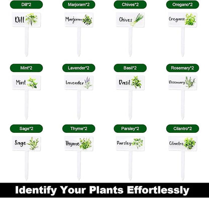 24Pcs Acrylic Plant Labels, Plant Markers and Garden Markers, Water-Resistant Plant Tags for Outdoor Garden, Herb Signs for Succulents, Vegetables, Seedlings