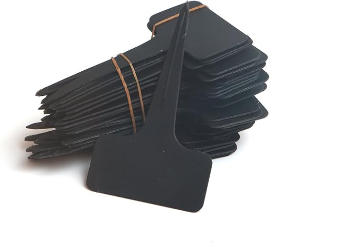 Prudance® 50pcs Reusable Waterproof Plant Markers for Garden T-Type Plant Labels for Seedlings Potted Plants Vegetables Succulents Durable Weatherproof Garden Tags （Black）