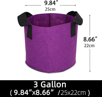 Grow Bags,Growing Pot Bags Garden Grow Bag Indoor Outdoor Fabric Aeration Plant Pot Container Flower Vegetable Pouch (Purple,3 Gallon)