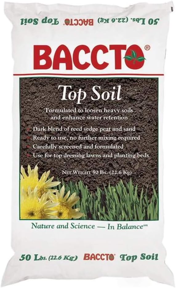 Michigan Peat 50 Pound Baccto Top Soil for Lawns, Gardens, and Raised Planting Beds with Reed Sedge, Peat, and Sand, (4 Pack)