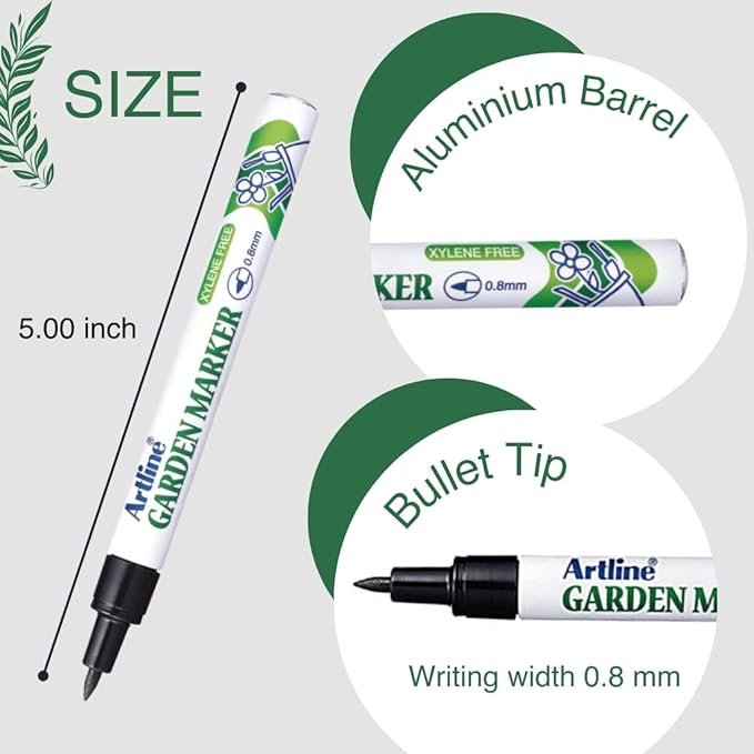 Artline Garden Markers, 0.8 mm Writing Width, Black, 12 Pack (EK-780)