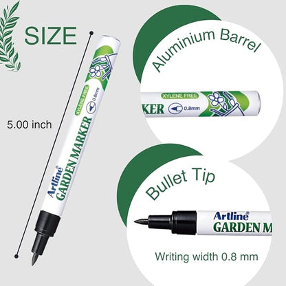 Artline Garden Markers, 0.8 mm Writing Width, Black, 12 Pack (EK-780)