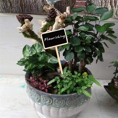20 Pcs Mini Wood Chalkboard Stakes Gardening Plant Tags Markers Plant Labels Decorative Signs Place Cards