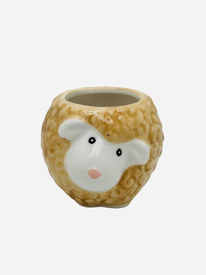 CZ Grain 1 Pot | 3 Inch | Small Succulent Plant Ceramic Animal Pot, Cute Home and Office Decor (Sheep)