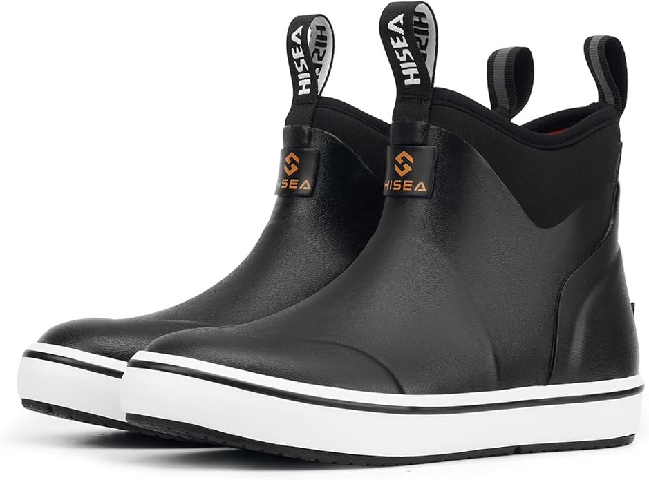 HISEA Kids Easy-On Rain Boots for Boys and Girls, Warm Waterproof Insulated Deck Boots Non-Slip Rubber Ankle Boots